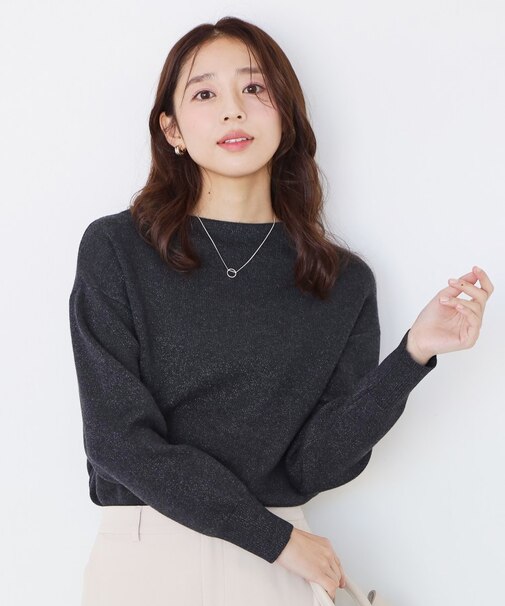 【手洗い可】ラメ混ニットトップス