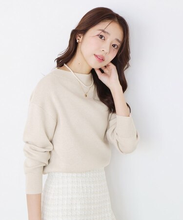 【手洗い可】ラメ混ニットトップス