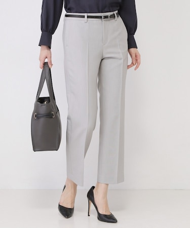 【手洗い可／日本製／スーツ可】センタープレス入りストレートパンツ