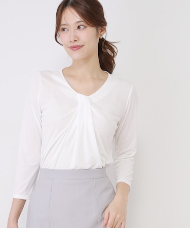 【手洗い可／日本製／7分袖／ジャケットイン】しなやかな落ち感のカットソー