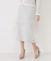 【洗える/セットアップ可/ウエストゴム】ツイード調ニットスカート