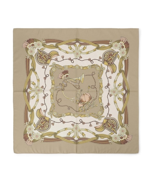 馬具柄スカーフ／クラシカルなプリントスカーフ