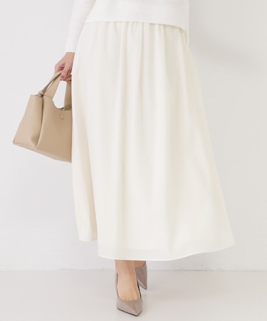 【手洗い可/ウエストゴム】エアリーなフレアースカート