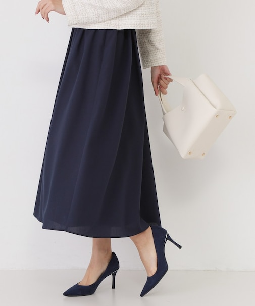 【手洗い可／ウエストゴム】エアリーなフレアースカート