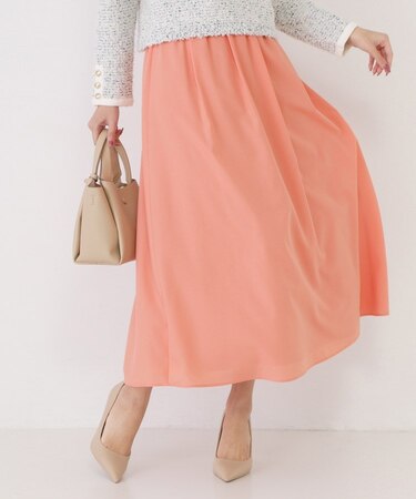 【手洗い可／ウエストゴム】エアリーなフレアースカート