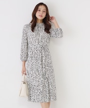 【手洗い可／日本製】幾何柄エレガントワンピース