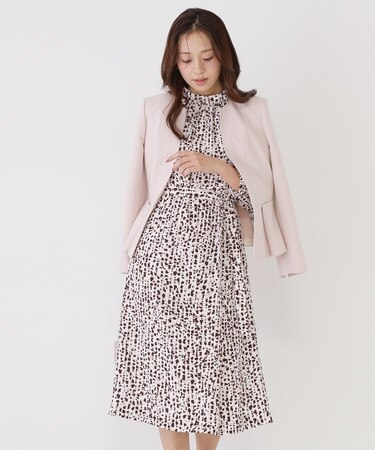 【手洗い可／日本製】幾何柄エレガントワンピース