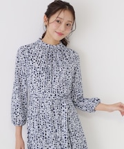 【手洗い可／日本製】幾何柄エレガントワンピース