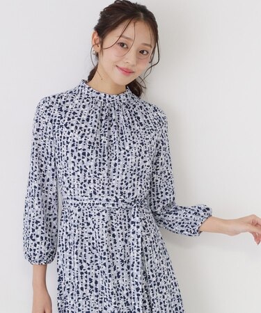 【手洗い可/日本製】幾何柄エレガントワンピース