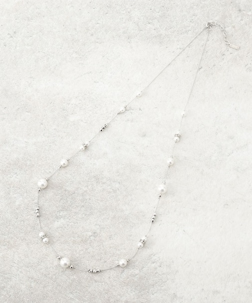 ロングパール調ネックレス/国産人工真珠/チェコ装飾/セレモニー