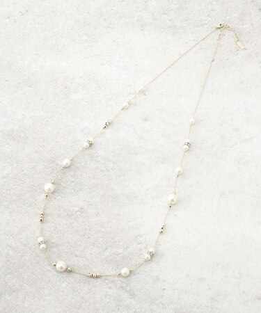 ロングパール調ネックレス／国産人工真珠／チェコ装飾／セレモニー