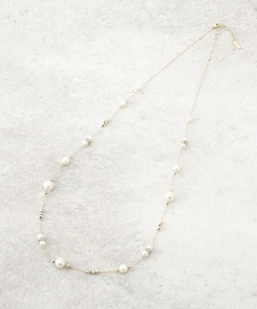 ロングパール調ネックレス／国産人工真珠／チェコ装飾／セレモニー