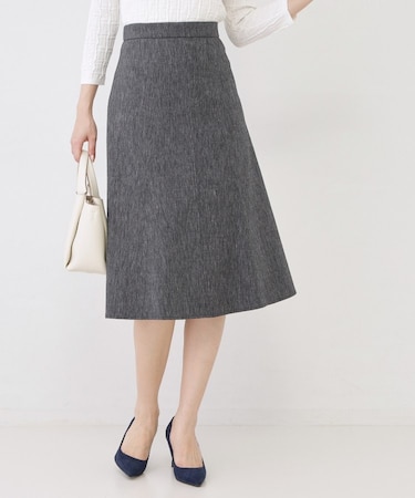 【手洗い可／日本製】麻混フレアースカート