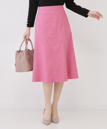 【手洗い可／日本製】麻混フレアースカート