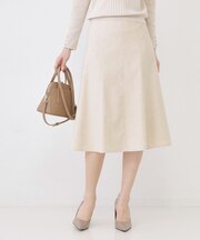 【手洗い可／日本製】麻混フレアースカート