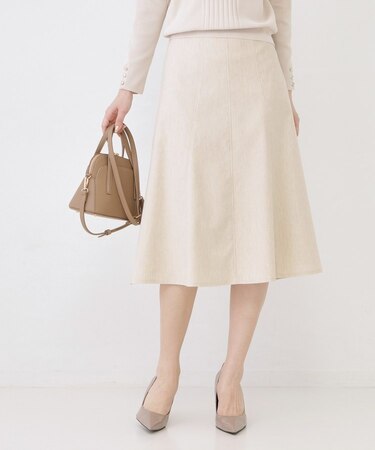 【手洗い可／日本製】麻混フレアースカート