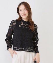 【手洗い可】コットン混レースブラウス