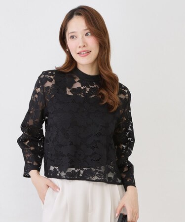 【手洗い可】コットン混レースブラウス