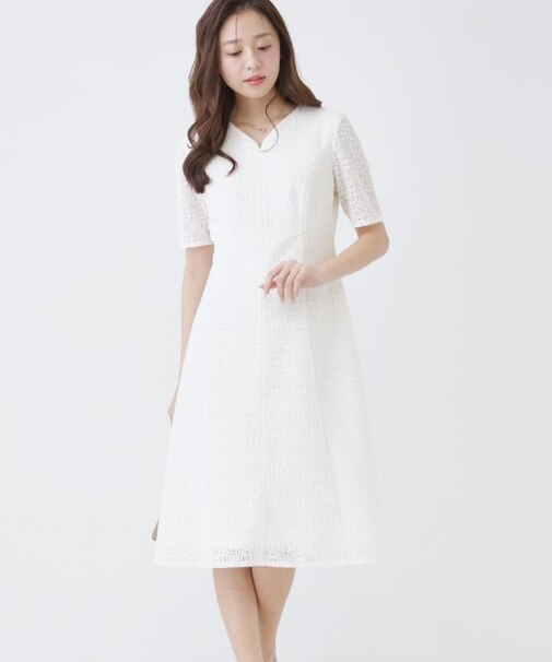 【手洗い可／日本製／360°シリーズ】ラッセルレースワンピース