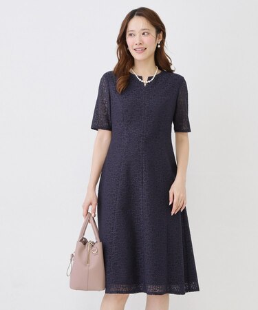 【手洗い可／日本製／360°シリーズ】ラッセルレースワンピース