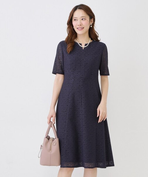 【手洗い可／日本製／360°シリーズ】ラッセルレースワンピース