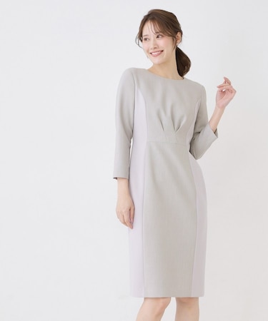 【手洗い可／日本製】異素材組み合わせワンピース