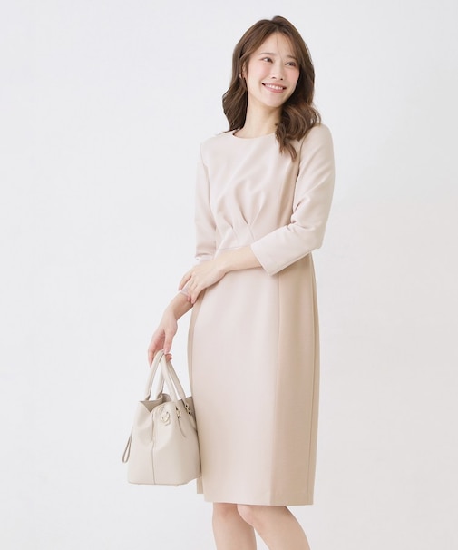 【手洗い可／日本製】異素材組み合わせワンピース