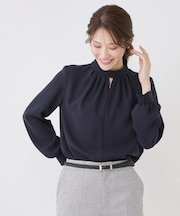 【手洗い可／日本製／一枚着／ジャケットイン】ネックデザインブラウス