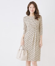 【手洗い可／日本製／ジャージ素材】ジオメトリック柄ワンピース