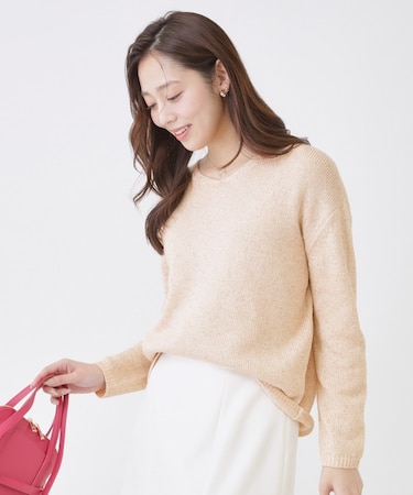 【手洗い可／ラメ混】浅Vネックニットトップス