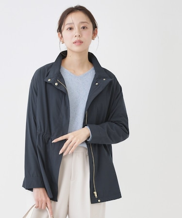 【手洗い可／裏無し／ウエスト調整可】スタンド衿ブルゾン