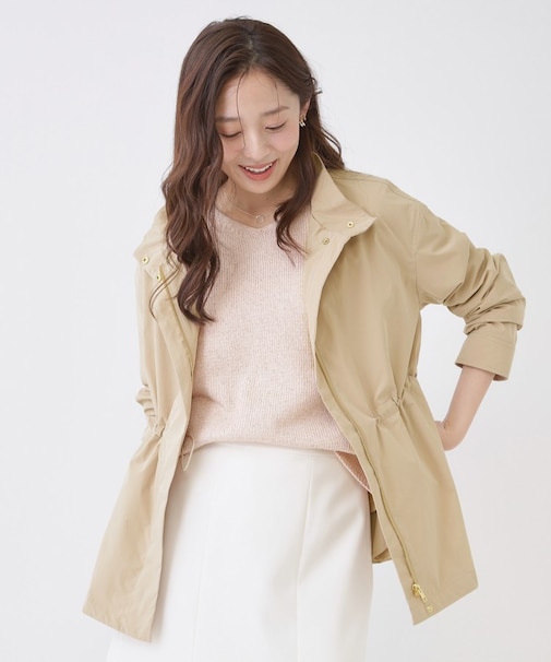 【手洗い可／裏無し／ウエスト調整可】スタンド衿ブルゾン