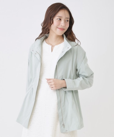 【手洗い可／裏無し／ウエスト調整可】スタンド衿ブルゾン
