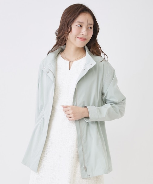 【手洗い可／裏無し／ウエスト調整可】スタンド衿ブルゾン