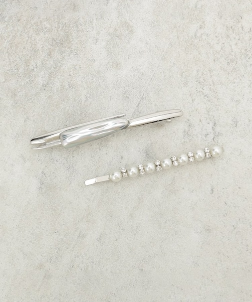 バレッタ ヘアピンセット／2点セット／パール調使い