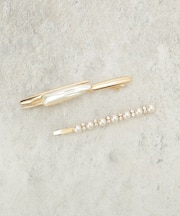 バレッタ ヘアピンセット／2点セット／パール調使い