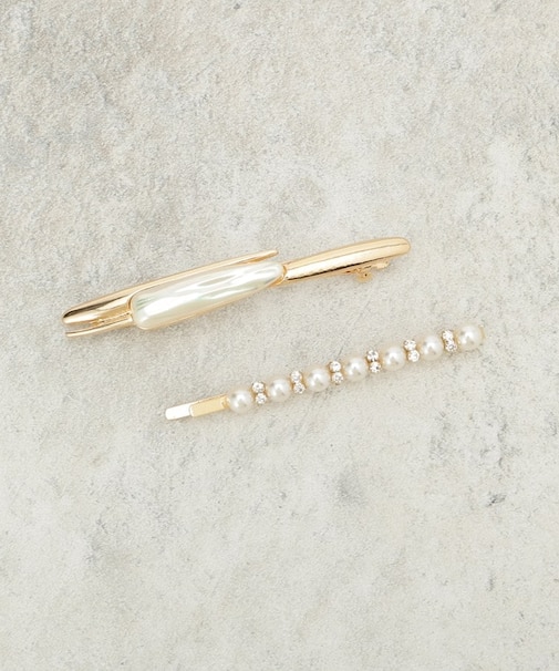 バレッタ ヘアピンセット／2点セット／パール調使い