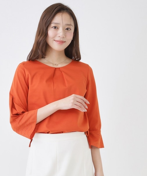 【手洗い可/日本製】レースドッキングのカットソー