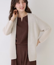 【手洗い可／日本製／清涼感／ヒップ丈】麻調着流しカーディガン