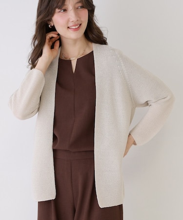 【手洗い可/日本製/清涼感/ヒップ丈】麻調着流しカーディガン
