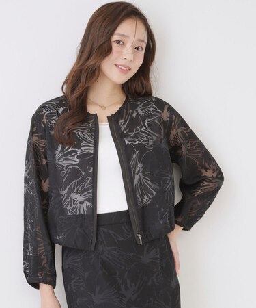 【手洗い可／日本製／／セットアップ可】オパール花柄ブルゾン