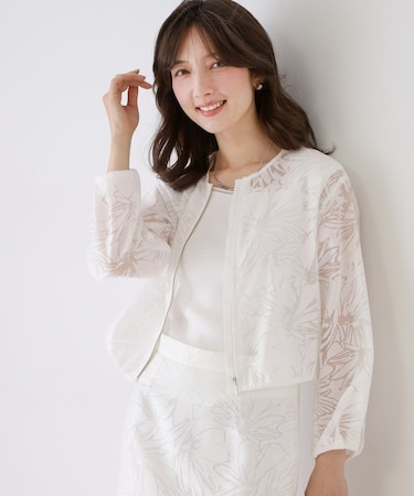 【手洗い可／日本製／／セットアップ可】オパール花柄ブルゾン