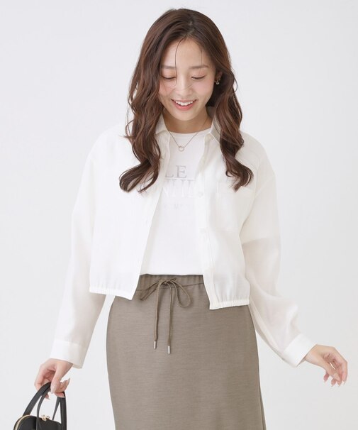 【手洗い可/ショート丈】クロップドシャツ