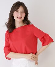 【5分袖/日本製/接触冷感】異素材ドッキングカットソー