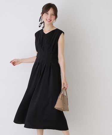 【手洗い可／日本製】ノースリーブフレアワンピース
