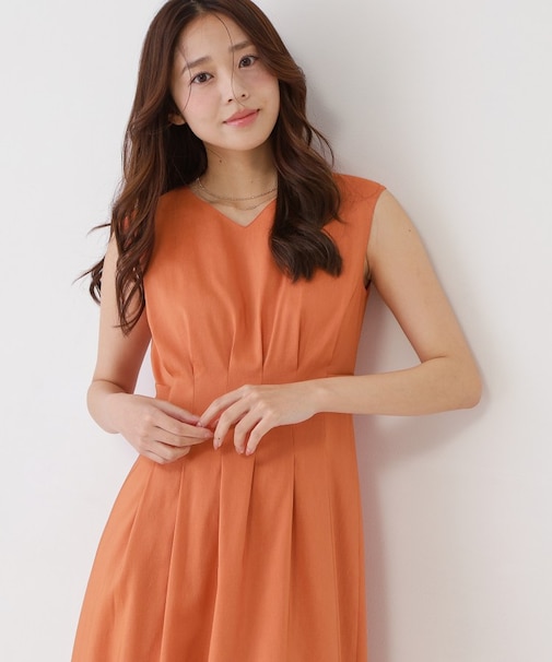 【手洗い可／日本製】ノースリーブフレアワンピース