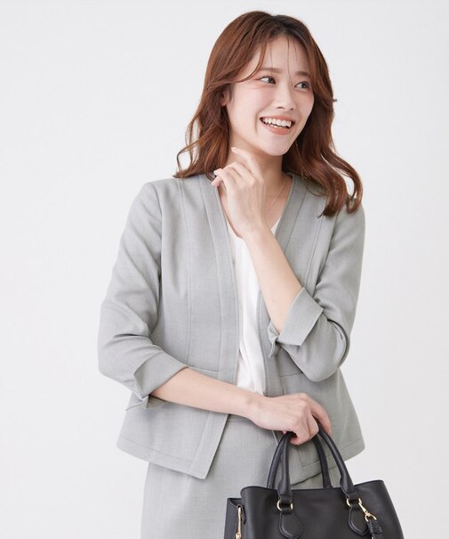 【手洗い可/日本製/裏地無し/UV/清涼感/セットアップ可】麻調合繊カラーレスジャケット