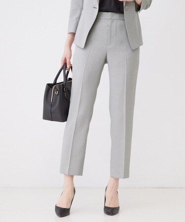 【手洗い可／日本製／セットアップ可】麻調合繊テーパードパンツ