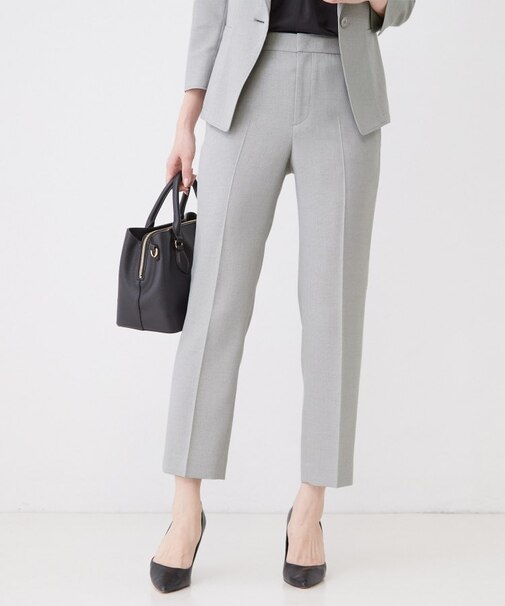 【手洗い可／日本製／セットアップ可】麻調合繊テーパードパンツ