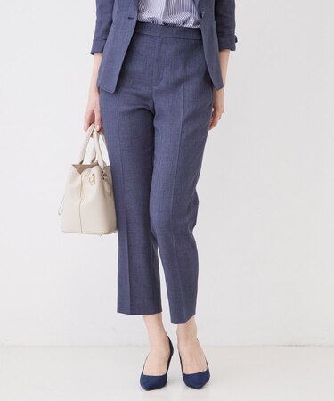 【手洗い可／日本製／セットアップ可】麻調合繊テーパードパンツ